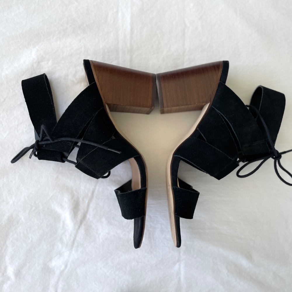 STEVE MADDEN Ziana Shoes Black Suede Block Heel Sandals EXC Sz 8M - Picture 12 of 13